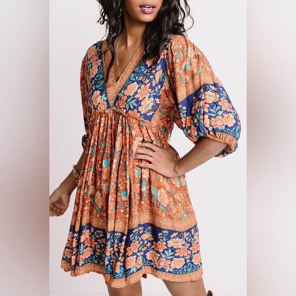 Dresses & Skirts - Mini Baby Doll in Rust Dress flower print | XL | NWT !